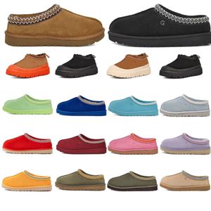 Tasman Pantoufles Tazz graine de moutarde châtaigne fourrure diapositives en peau de mouton classique Ultra Mini plate-forme botte hiver femmes hommes chaussures à enfiler en daim supérieur laine Fall54545001