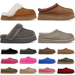 Tasman pantoufles châtaigne fourrure diapositives en peau de mouton peau de mouton chaude femmes Ultra mini plate-forme botte chaussures à enfiler daim confort automne hiver taille 36-45