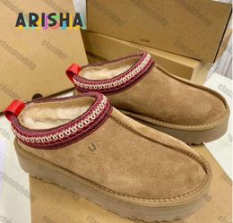 Tasman Slippers Kastanjebont Slippers Schapenvacht Shearling Tazz Muilezels Ultra Mini Platform uggliss laars Slip-on Schoenen Suede jhnrt gee