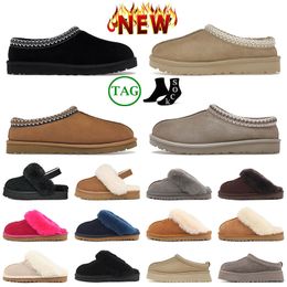 Tasman Pantoufles En Fourrure De Châtaigne Diapositives En Peau De Mouton Uggsboot Tazz Nouvelles Mules Femmes Hommes Ultra Mini Plateforme Botte Chaussures À Enfiler En Daim Confort Supérieur Automne Hiver Taille 35-44