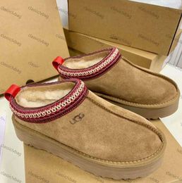 Tasman Slippers Kastanjebont Slippers Schapenvacht Shearling Tazz NIEUW Muiltjes Dames Heren Ultra Mini Platform Laars Instappers Suède Bovenwerk Comfort UG Herfst Winter Gity LAARZEN