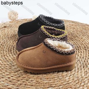 Tasman Pantoufles Claquettes en Fourrure de Châtaigne Peau de Mouton Shearling Tazz Mules Classiques Enfants Ultra Mini Plate-Forme Botte Chaussures à Enfiler Daim Confort Supérieur Automne Hiver UGGsity