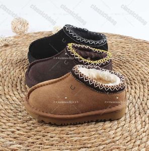 Tasman Pantoufles Claquettes en Fourrure de Châtaigne Peau de Mouton Shearling Tazz Mules Classiques Enfants Ultra Mini Plate-Forme Botte Chaussures à Enfiler Daim Confort Supérieur Automne Hiver UGGsity