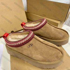 Tasman Slippers Kastanjebont Slippers Schapenvacht Shearling Tazz Nieuwe Muiltjes Dames Heren Ultra Mini Platform Laars Slip-on Schoenen Suède Bovenwerk Comfort Herfst Winter lelijk