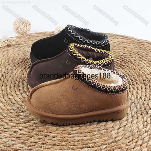 Tasman Pantoufles Claquettes en Fourrure de Châtaigne Peau de Mouton Shearling Tazz Mules Classiques Enfants Ultra Mini Plate-Forme Botte Chaussures à Enfiler Daim Confort Supérieur Automne Hiver UG