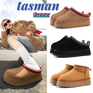 Zapatillas Tasman Diapositivas de piel castañaPiel de oveja Zapatilla Tazz Mulas Mujeres Hombres Botas de plataforma ultra mini Zapatos sin cordones Ante Confort superior uggsboots women