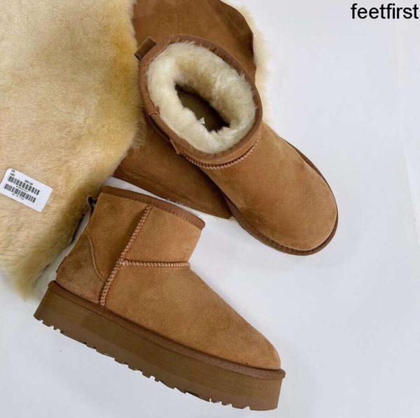 Tasman Pantoufles En Fourrure De Châtaigne Diapositives En Peau De Mouton Shearling Mules Classiques Femmes Hommes Ultra Mini Plateforme Botte Chaussures À Enfiler En Daim Demi-Bottes Supérieures Mode