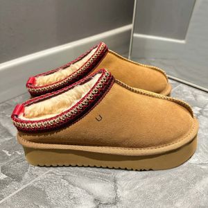 Tasman Slippers Mosterdzaad Chestnut Slippers Sheepskin Classic Super Mini Platform Boots Winter Dames Suede Upper Designer Boots