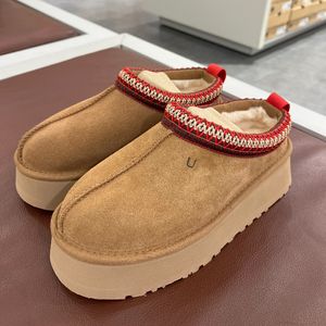 Tasman Slippers Tazz Mustard Seed Starnut Fur Slippers Sheepskin Classic Super Mini Platform Boots Chaussures pour femmes d'hiver Slip-on Sleede Suede Upper Wool With Box