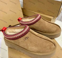 Tasman ugglis''ug Pantoufles En Fourrure De Châtaigne Diapositives En Peau De Mouton Shearling Tazz Nouvelles Mules Femmes Hommes Ultra Mini Plateforme Botte Chaussures À Enfiler En Daim Confort Supérieur Automne Hiver