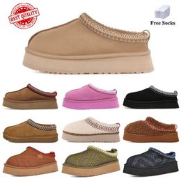 Tasman uggsly laarzen Pantoffels Kastanjebont Slippers Schapenvacht Shearling Tazz Muiltjes Dames Ultra Mini Platform Laars Slip-on Schoenen Suède Bovenwerk Comfort Herfst Winter ugge