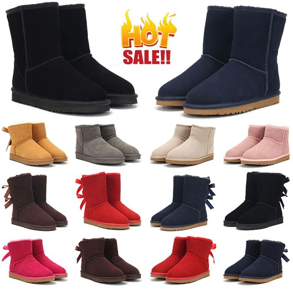 Tasman Mujeres Australia Botas Diapositivas de piel de invierno Tobillo Bota de nieve Botas tazz Zapatillas Clásico Mini Tobillo Media rodilla Negro Rosa Marrón Botines de algodón zapatos 36-41