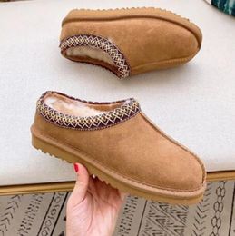 Tasman Botas para mujer Piel de castaño Fuzzy Slides Classic Mulas Boot Slip-on Suede Wool Blend Comfort Winter