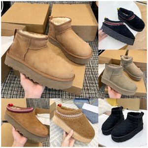 Mujer Clásico Ultra Mini Bota Australiano Invierno Nieve Diseñador Tasman Tazz Plataforma de piel Botas de altura Zapatillas Tobillo Sherpa Suéter Botines