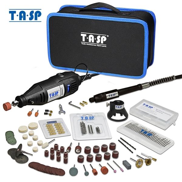 TASP 230V 130W Dremel Juego de herramientas rotativas Mini taladro eléctrico Kit de grabador con accesorios Herramientas eléctricas para proyectos artesanales 201225