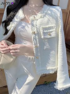 Tassel 2024 Vestes féminines pour femmes simples simples en tweed manteau laine de laine décontractée