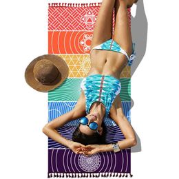 Tassel Deken Strand Dekens Enkele Regenboog Chakra Tapestry Handdoek Mandala Boho Stripes Print Travel Yoga Camping Mat