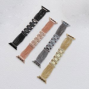 Bracelet chaîne gland Bracelet en métal pour Apple Watch Band 45mm 41mm 42mm 44mm 38mm 40mm Bracelet iWatch 7 6 5 4 3 SE Femmes Bracelet de montre en acier inoxydable Smart Straps