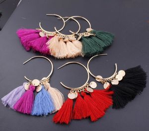 Designer Gland Dangle Et Lustre Mode Fait À La Main Fringe Gouttes D'oreille Coloré Longues Boucles D'oreilles Circulaire Femmes Bijoux 11 Couleurs