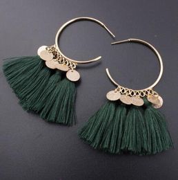 Kwastje oorbellen voor vrouwen etnische pailletten drop oorbellen bohemen mode-sieraden trendy katoen omzoomd lange dangle oorbellen GB1086