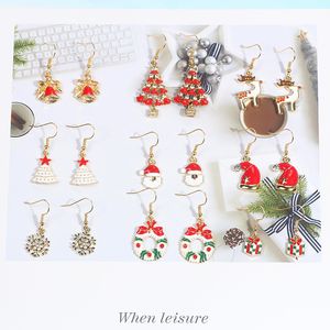 Boucles d'oreilles de Noël Ensemble Pendentif Mode Père Noël Bonhomme De Neige Belle Arbre Cloche Bijoux À La Main Boucle D'oreille Xmas Party Cadeaux YFA2676