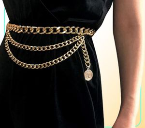 Coutrage de chaîne en or glace pour femmes robes de créateur marque punk frange argent ceintures de taille en métal en métal 1051931643