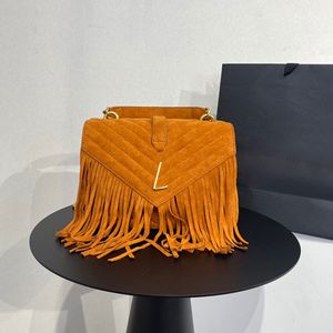 Sacs à main à pompon pour femmes, sacs à main à chaîne, sac à bandoulière en cuir Nubuck à rayures en V, lettres de mode, fourre-tout de haute qualité, poche intérieure à fermeture éclair, sac à main d'usine