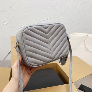 Kwastje Mini Camera Tas Strepen Crossbody Tassen Lam Sheepking Shoulder Handtas Mobiele telefoons Portemonnee Flap Portemonnee Capaciteit Rits Pocket Back Calf Lederen Caviar 11225