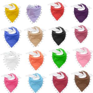 Kwastje Pom Pom Bib Baby Solid Color Pasgeboren Meisjes Burp Bandana Katoen Soft Peuter Driehoek Sjaal Zuigeling Saliva Handdoek OOA8026