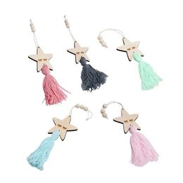 Tassel hout hanger huizen hangers decoratieve muur hangende handwerk kwastjes houten kraal kamer decoratie celkante cuentas de madera 0415