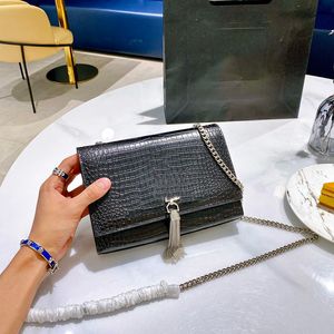 Kwastjes kettingzak klep alligator crossbody tassen ontwerper luxe handtassen dames schouder envelop tassen koppelingsporta echt lederen klassieke letters hardware haas