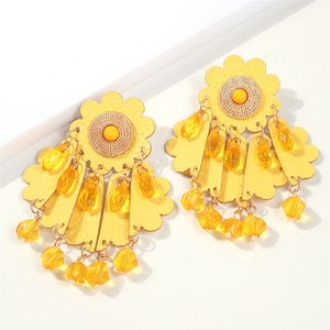 Glands cristal fleur boucles d'oreilles alliage balancent lustre femmes boucle d'oreille de luxe design bohême bijoux E6856