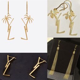 Tassels oorbellen Designer Dange Ear Studs Women Gold Letter Sieraden Luxe ontwerpers Y Oorring Hoop Diamond Pendants Stud