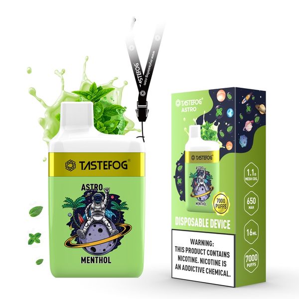 Tastefog Astro 7000 puff Vape desechable 2% 16 ml 650 mAh Cigarrillo electrónico Rainbow Candy Aloe Uva Sandía Hielo En stock