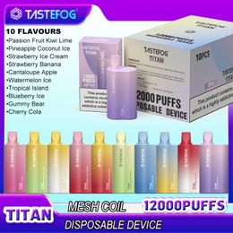 Tastefog Vapes12000 P Cigarettes E jetables Vapes 22 ml 3200 mAh Batterie 2 % cigarettes électroniques jetables sans fuite 12 k bouffée de vapeur énorme