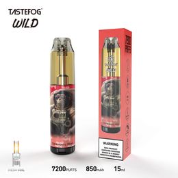 TASTEFOG WILD 7200 bouffées Kits de vape jetables barre 850mAh bobine de maille rechargeable bouffée e-cigarettes 2% nicotine 15ML CAPACITÉ LIQUIDE