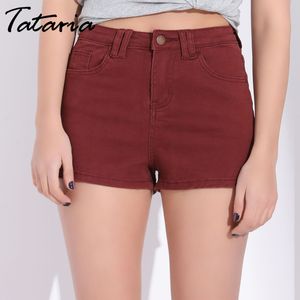 Tataria denim shorts vrouwen zomer casual zwarte jeans met hoge taille katoenen korte broek femme pantalones cortos mujer 210514