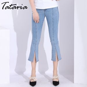 Tataria Hoge Taille Flare Jeans Broek Dames Split Slanke Calca Feminino Capris Dames Denim Broek Vrouw Jean Taille Haute 210514