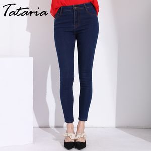 Tataria Jeans Vrouw Hoge Taille Skinny Potlood Causal for Women Plus Size Elastic Feminino Denim Broek Jean Femme 210514
