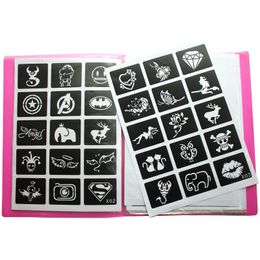 Tattoo-boeken 446 stks/partij herbruikbare sticker tattoo-stencils boek schilderij sjabloon airbrush glitter henna tattoo stencil set album vaste stijl 231012