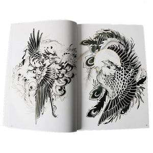 Livres de tatouage 68 pages A4 Livre de tatouage Manuscrit Design Animal Dragon Aigle Tigre Calmar Diamant Sac Bras Spray De Bon augure Motif Traditionnel 231012