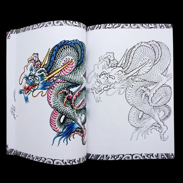 Livres de tatouage Livre de tatouage de dragon mythologie chinoise tatouage splendide Atlas Phoenix Totem dessin au trait motif coloré accessoires Body Art A3 231012
