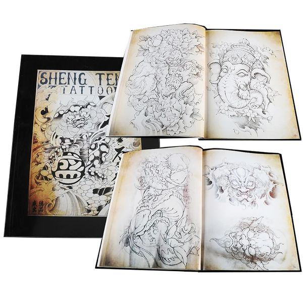 Libros de tatuajes Plantilla de tatuaje Álbum Cráneo Dragón KOI Patrón de pez Diseño de libro de tatuaje tradicional Imagen Suministros de tatuaje A4 Cubierta completa para arte 231012