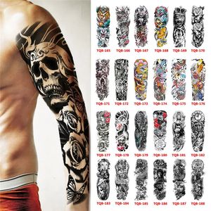 Livres de tatouage imperméable autocollant temporaire Totem géométrique bras complet grande taille manches Tatoo faux tatouage flash tatouages pour hommes femmes 231113