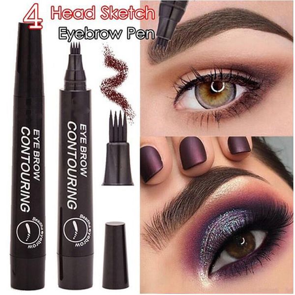 Tatuaje de tatuaje Cowerbrow Bothancers 3D Liquid Ink Pen impermeable 4 bifurcación de lápiz Ojos de la ceja maquillaje Cosmético femenino 5 Color natural disponible Maquiagem E342