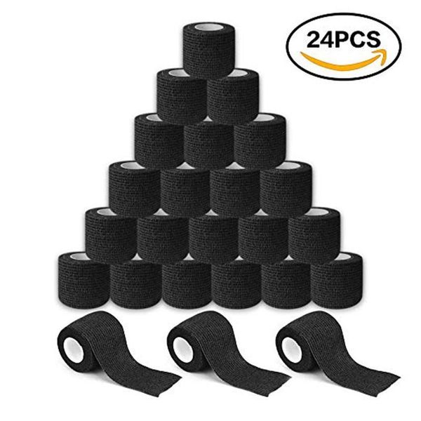 Tattoo Grips 24Pcs Jetable Cohesive Tattoo Grip Cover Bandages Auto-Adhésifs Poignée Grip Tube pour Tattoo Machine Grip Accessoires 230701