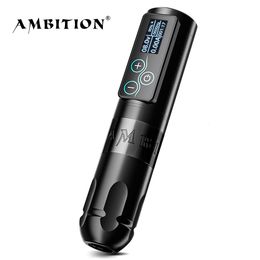 Tattoo Guns Kits Ambition Vibe Wireless Machine Pen Potente motor sin escobillas con pantalla táctil Capacidad de la batería 2400mAh para artistas 230417