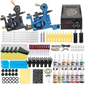 Tattoo Guns Kits Complete spoelen Tattoo Kit Liner Shader Machinevoeding Inkten Pigment met tattoo-naalden Accessoires voor tattoo-beginnersset 231207