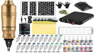 Kits de pistolets de tatouage Complete Machine Pis Alimentation Rotary Gun Rotary avec 20pcs Cartouches Aigneles Maquillage Permanent pour artiste de gunst6629433