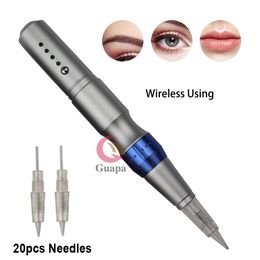 Tattoo Guns Kits Digitale permanente micropigmentatie Make -up machine draadloze wenkbrauwpen met 20 stcs cartridge naalden voor wenkbrauwen eyeliner 221109